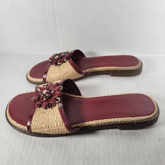Brighton Women Red Oasis Floral Woven Embellishments Slide Sandals Size 5 - Picture 2 of 10